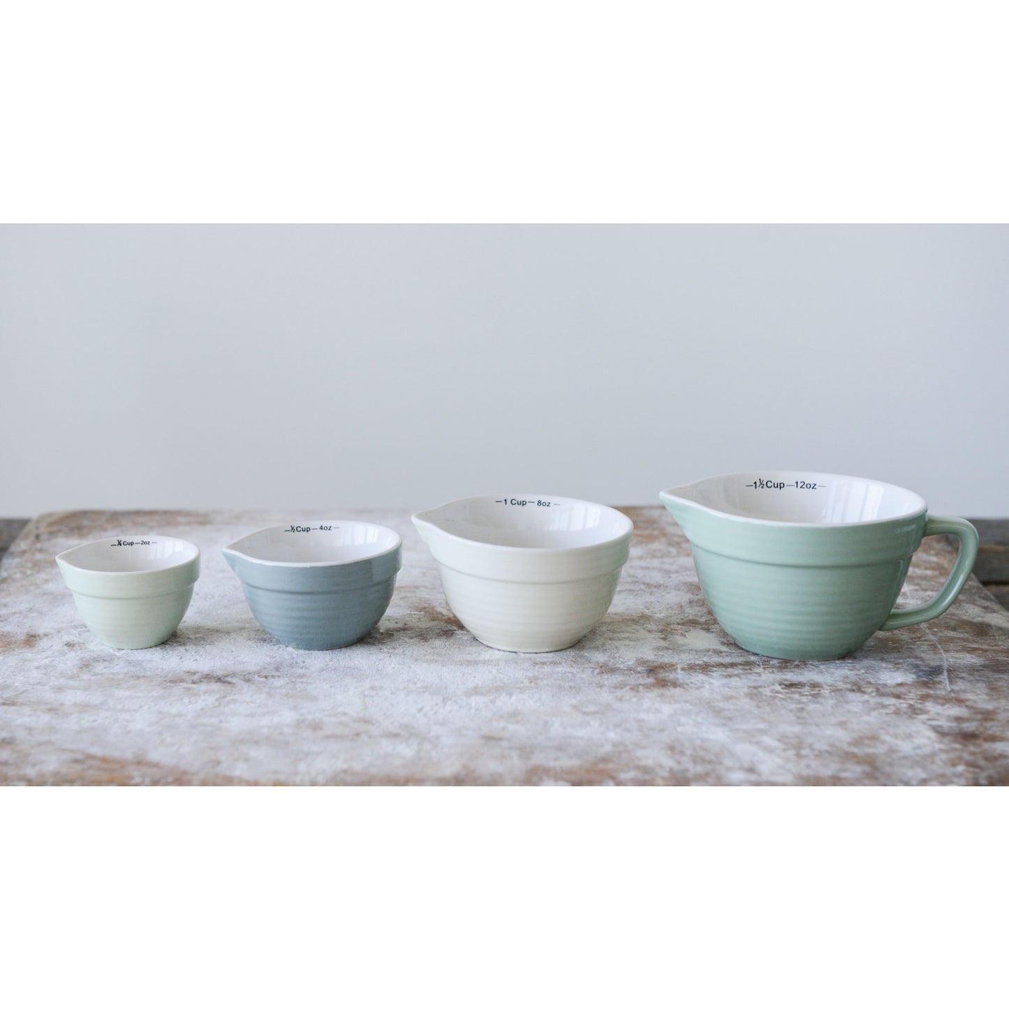 Stoneware Batter Bowl Measuring Cups Set of 4