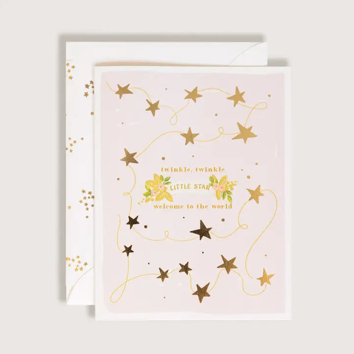Twinkle Twinkle Little Star Blush Baby Card