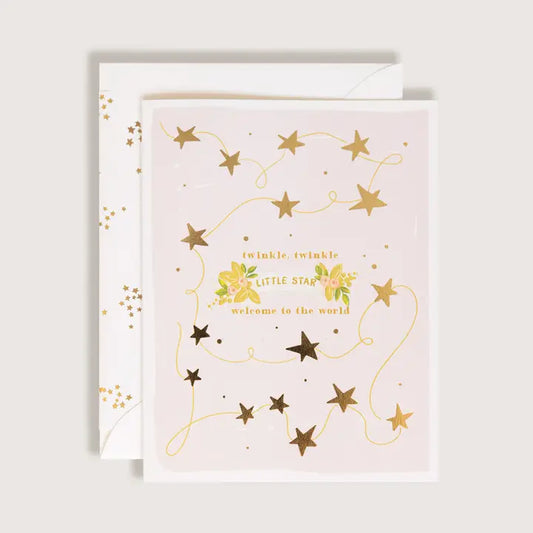Twinkle Twinkle Little Star Blush Baby Card