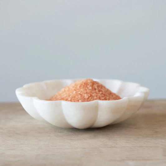 Carved Marble Flower Shaped Dish