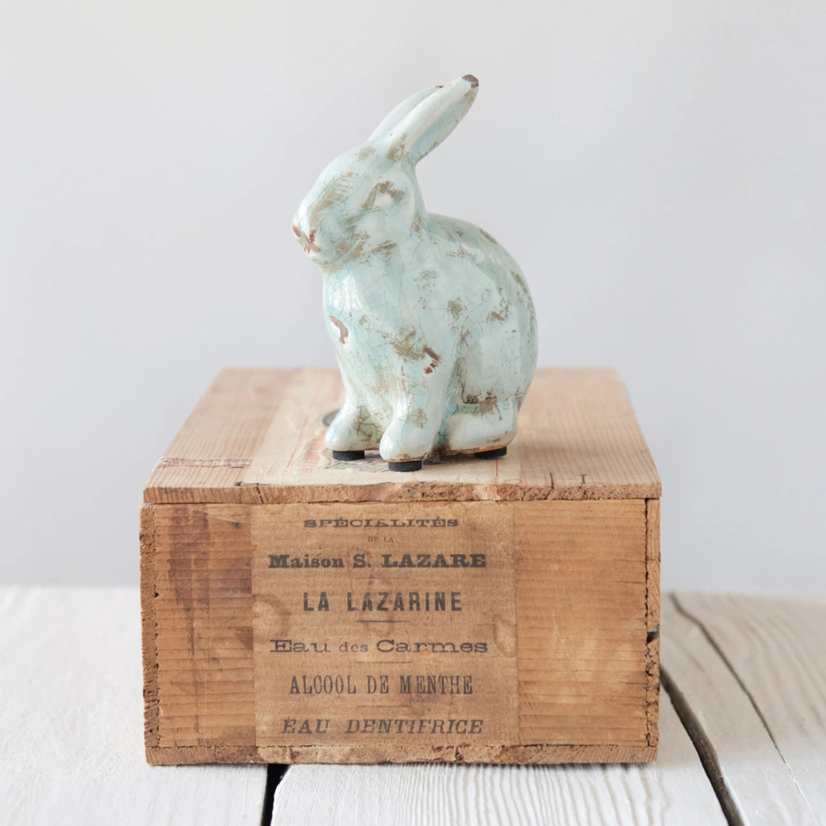 Antique Blue Rabbit Figurine – Fiori and Fern