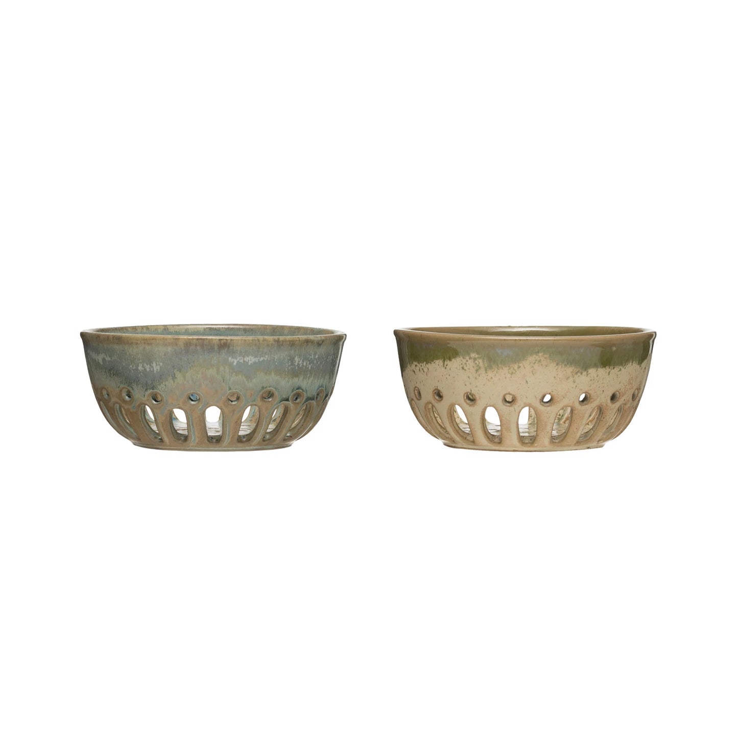 Two-toned Round Stoneware Berry Bowl