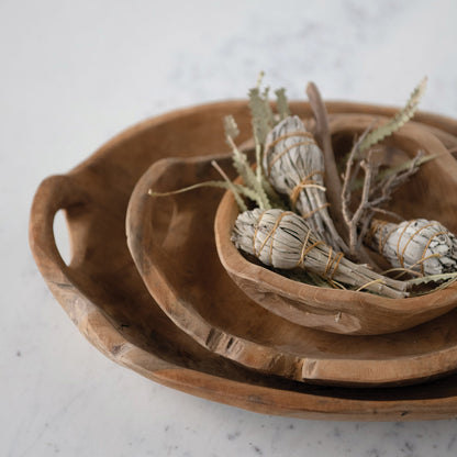 Teak Wood Bowl with Handle