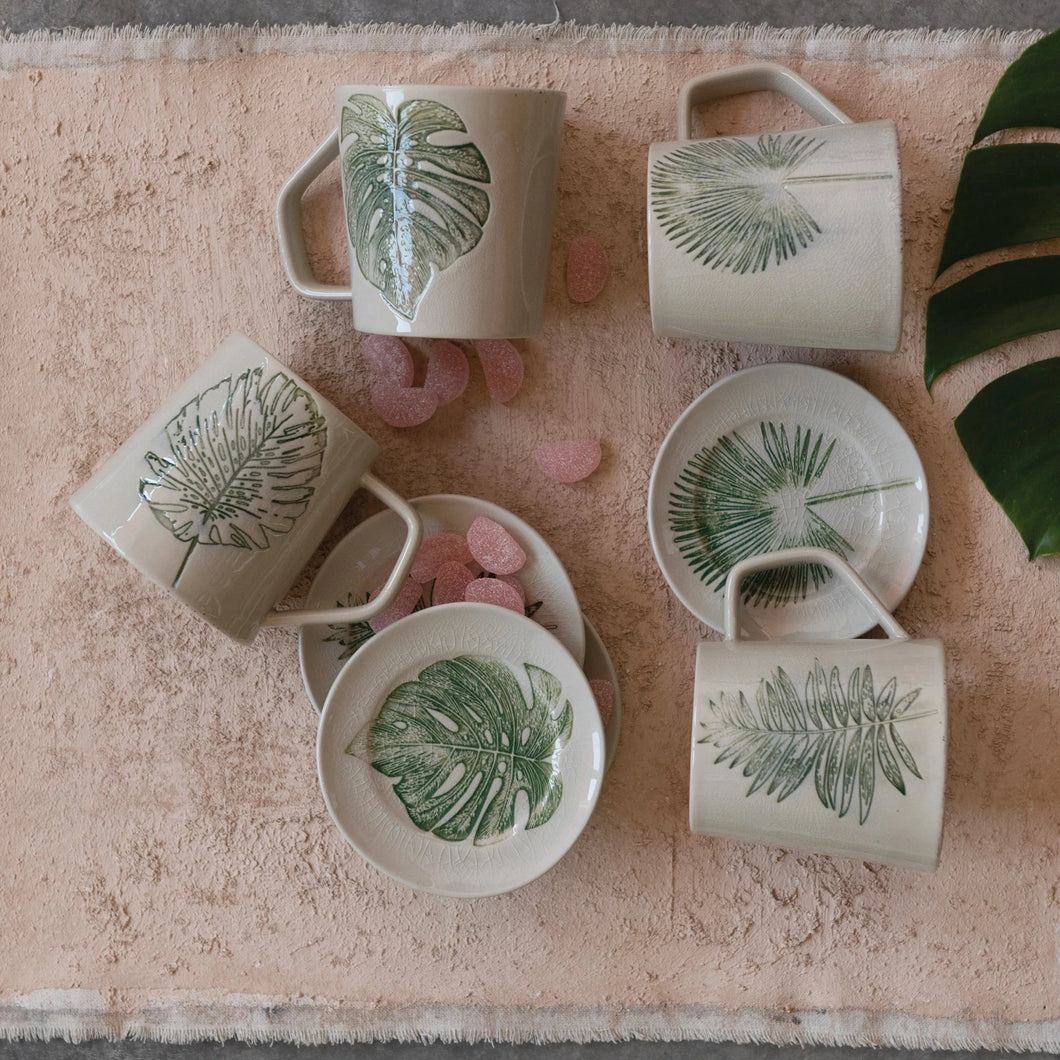 Crackled Leaf Mugs