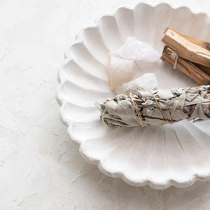 Antiqued Wood Scalloped Dish