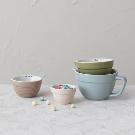Stoneware Batter Bowl Measuring Cups Set