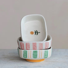 Load image into Gallery viewer, Heirloom Hand-Painted Stripe &amp; Flower Dishes
