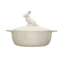 Load image into Gallery viewer, Stoneware Baker w/ Rabbit Finial
