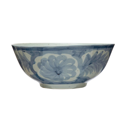 Dapper Floral Hand-Painted Serving Bowl