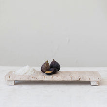 Load image into Gallery viewer, Travertine Footed Serving Board
