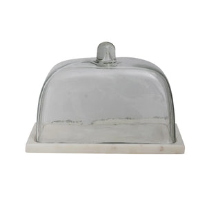 Glass Cloche & White Marble Base