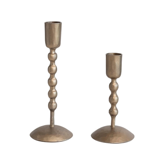 Antique Gold Hand-Forged Taper Holders - Rounded