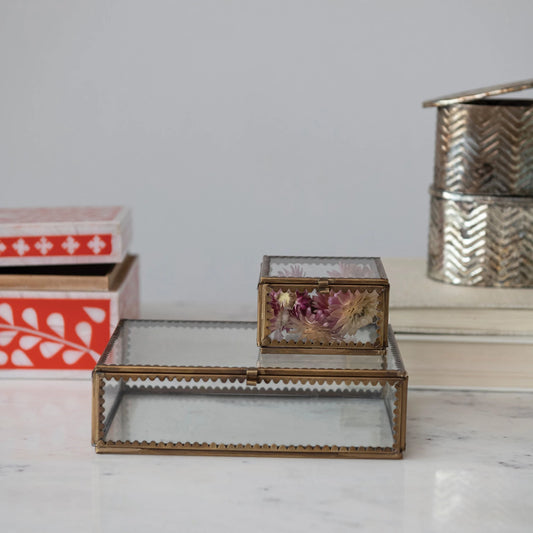 Scalloped Edge Brass & Glass Display Box