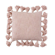 Load image into Gallery viewer, 18&quot; Pink Pillow with Tassels
