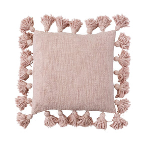 18" Pink Pillow with Tassels