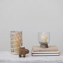 Load image into Gallery viewer, Glass &amp; Wood Footed Candle Holder
