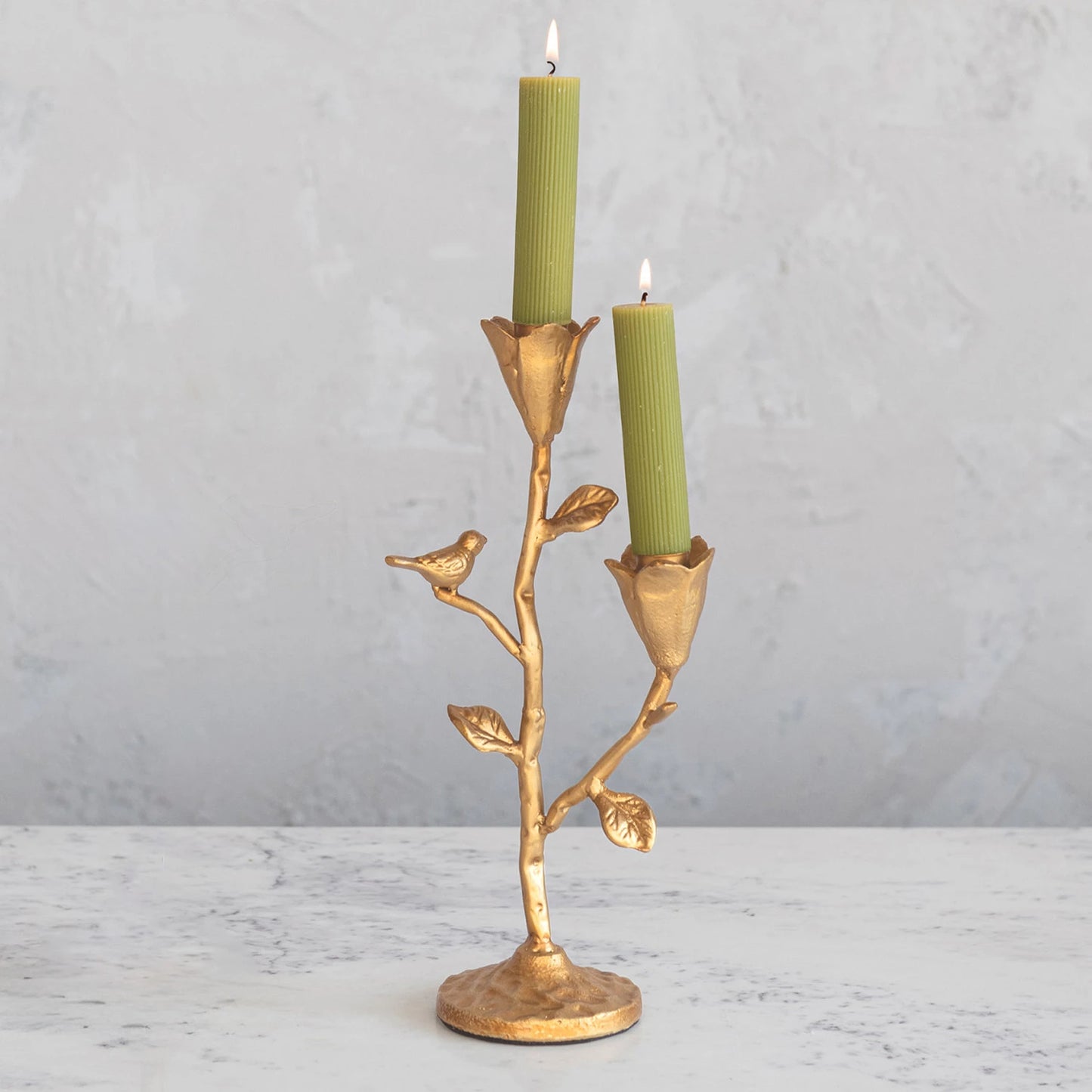 Cast Iron Flower & Bird Taper Holder