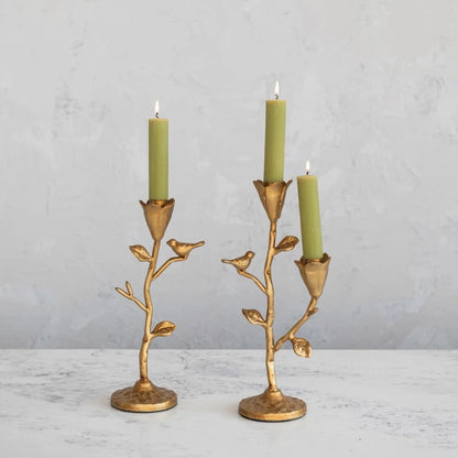 Cast Iron Flower & Bird Taper Holder