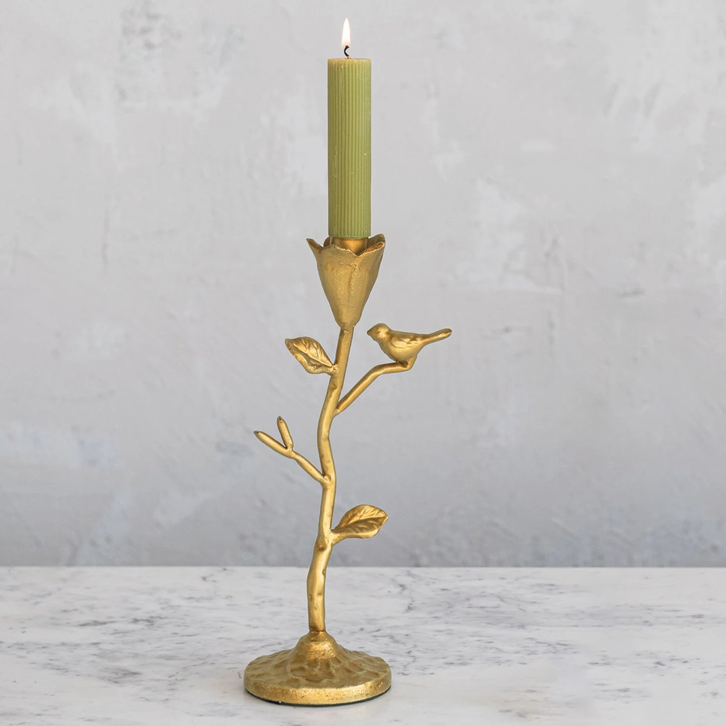 Cast Iron Flower & Bird Taper Holder