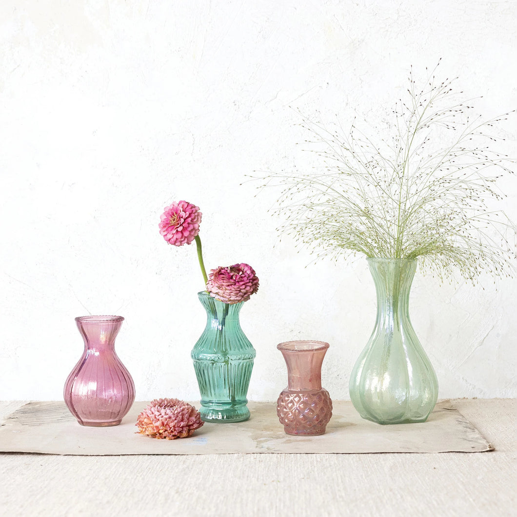 Bright Colored Glass Bud Vases