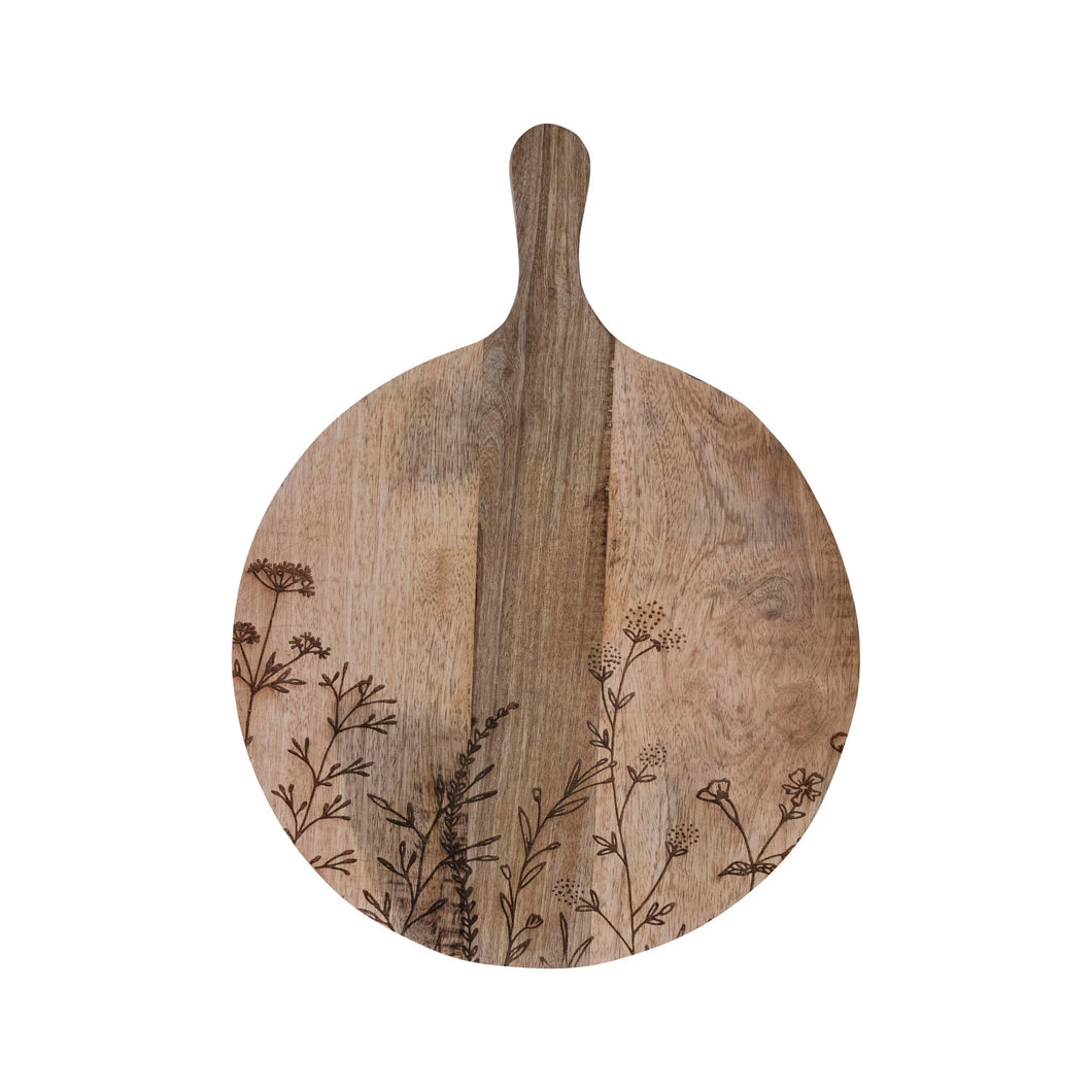 Floral Etched Paddle Cheese Boardw