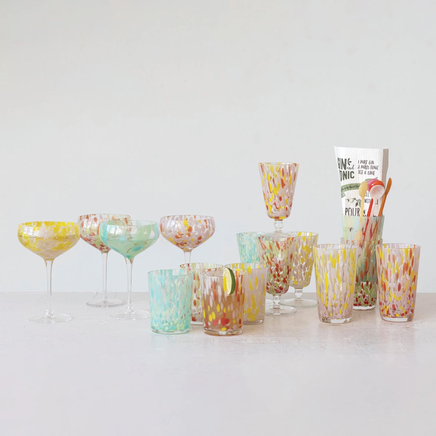 Blown Confetti Coupe Glasses
