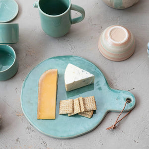 Aqua Stoneware Cheese Board