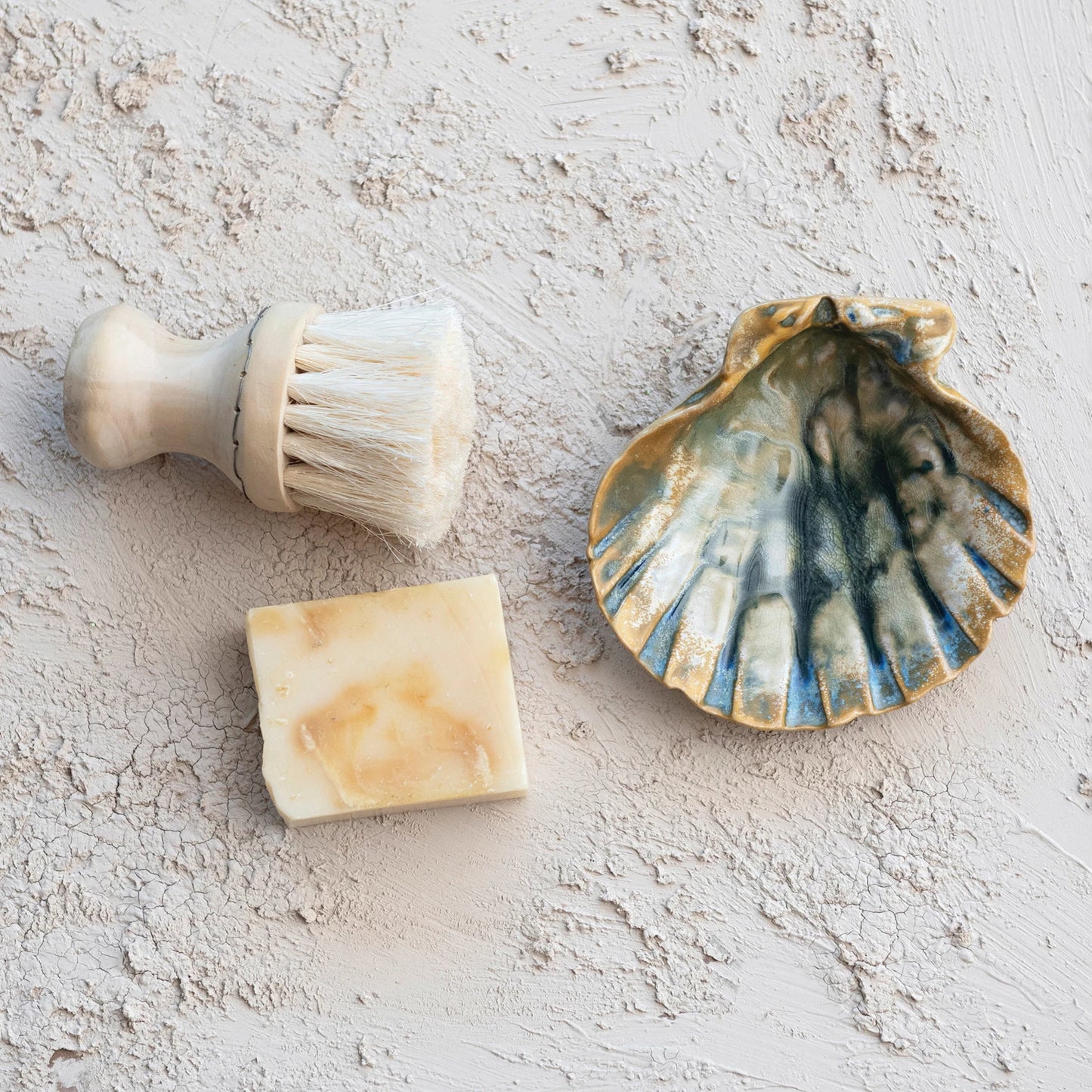 Blue Mineral Stoneware Shell Shaped Dish