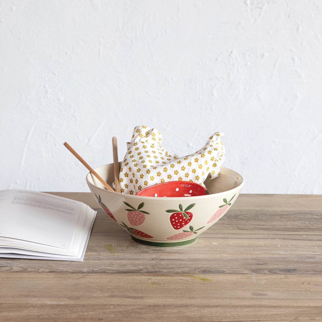 Rustic Strawberries Serving Bowl