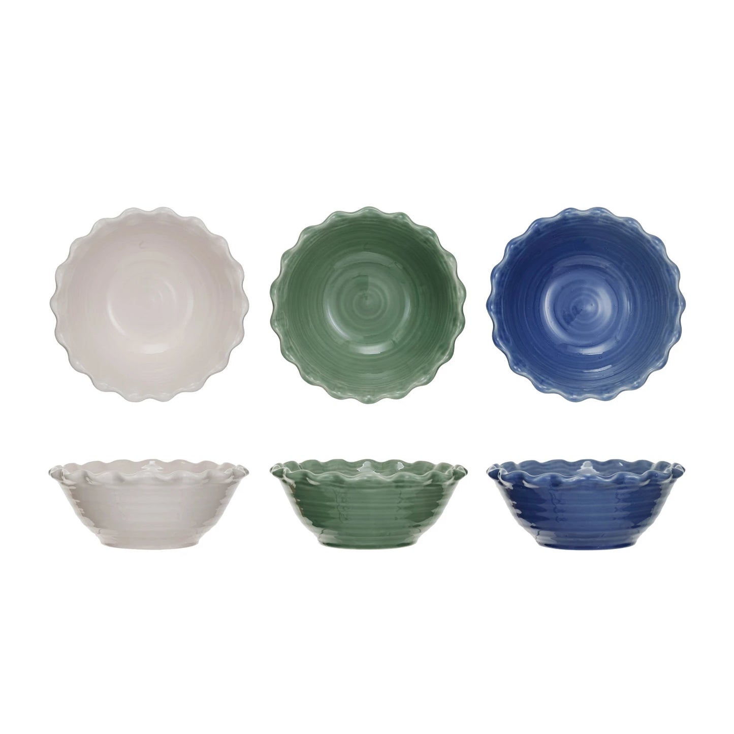 Coastal Colors Large Scalloped Bowl