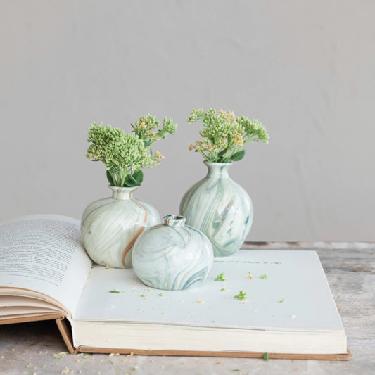 Marbled Stoneware Bud Vases