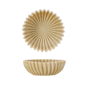 Cream Resin Pleated Bowl