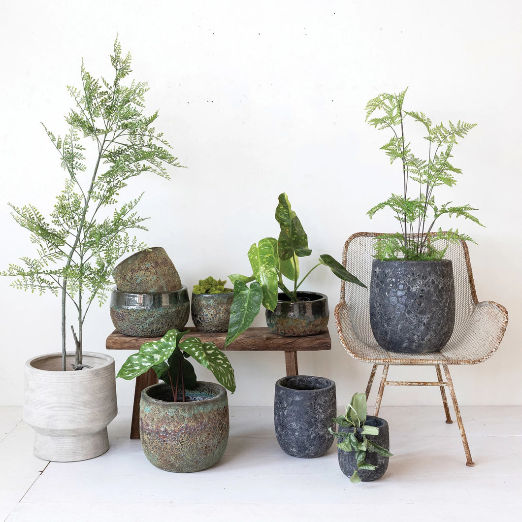 Earth Debossed Stoneware Planter