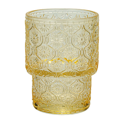 Garden Embossed Tealight Votives & Vase with Wood Tray