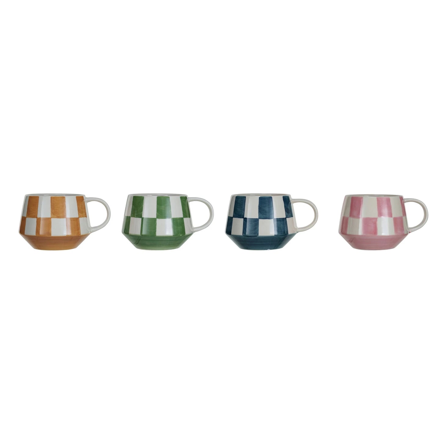 Charming Check Painted Stoneware Mug