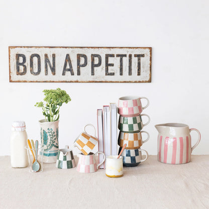 Charming Check Painted Stoneware Mug