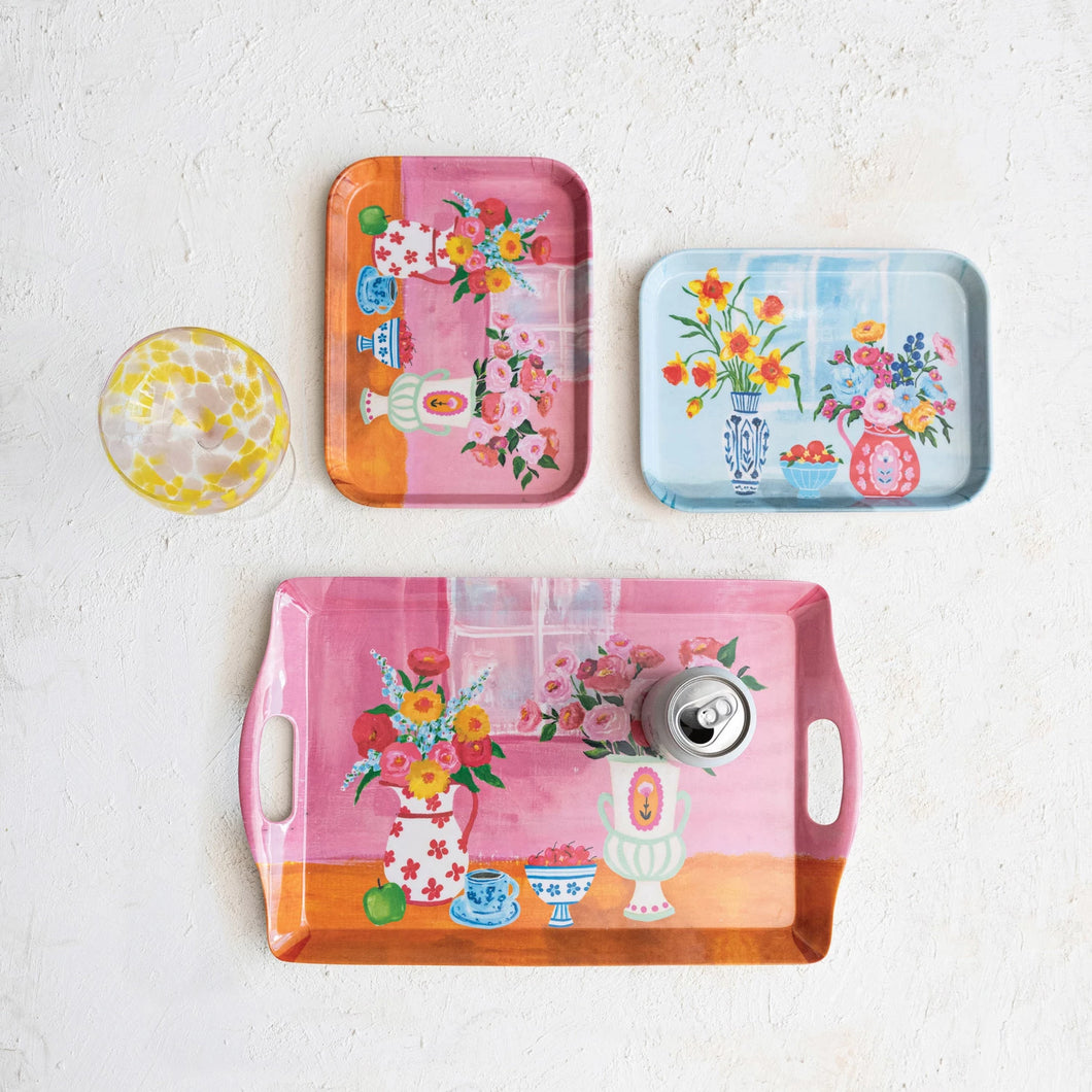 Cheery Florals Bamboo Tray