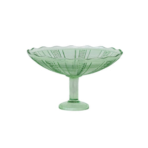 Vintage Green Glass Footed Bowl