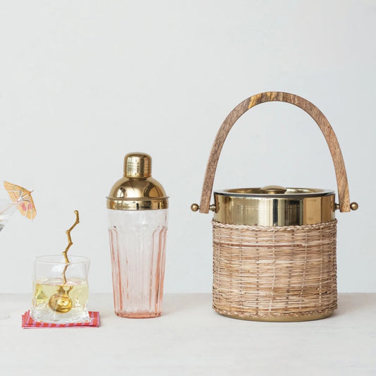 Woven Rattan Ice Bucket