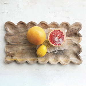 Scalloped Edge Wood Tray