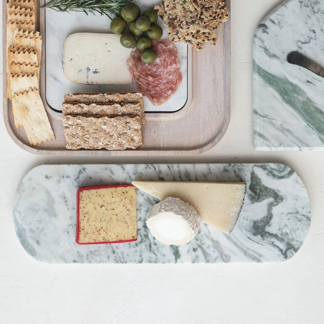 Green Melange Oval Marble Cheese Board