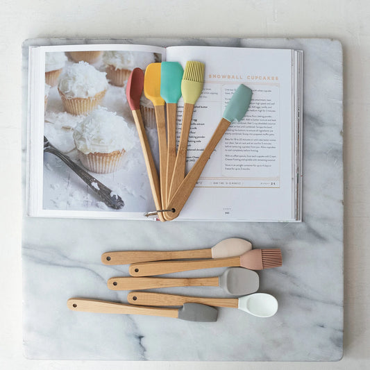 Silicone & Beech Wood Mini Kitchen Utensils