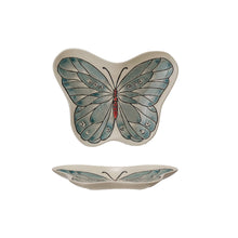 Load image into Gallery viewer, Whimsical Butterfly Stoneware Plate
