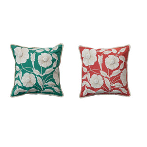 Embroidered Bright Cotton Square Pillow