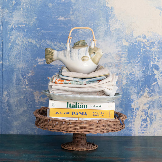 Hand-Woven Rattan Pedestal with Braided Rim