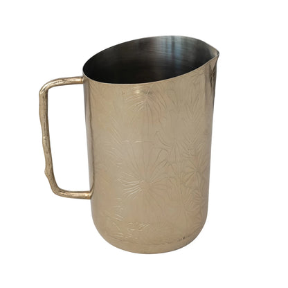Etched Florals Brass Pitcher