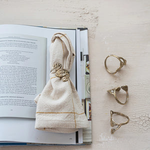 Brass Leaf Shaped Napkin Rings