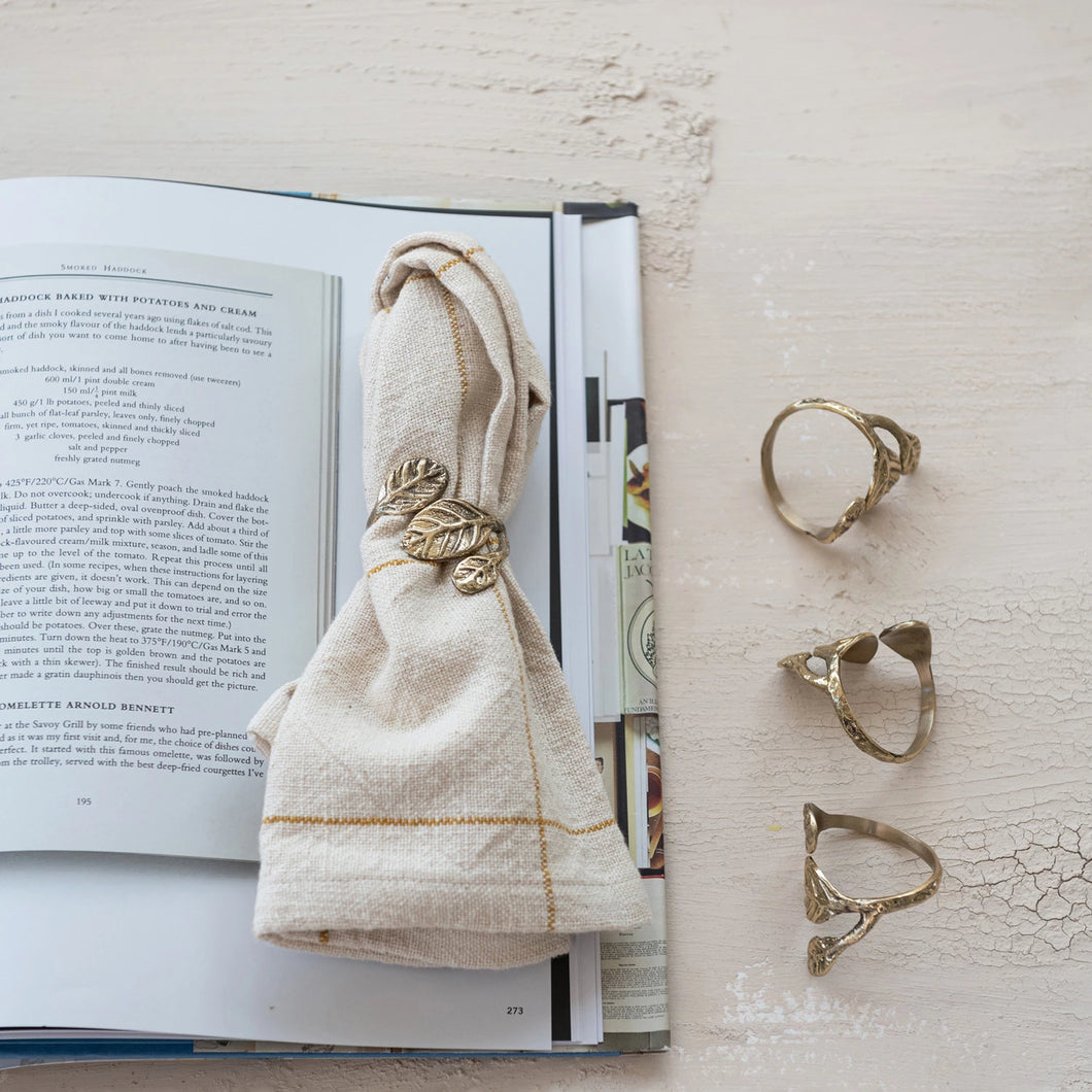 Brass Leaf Shaped Napkin Rings