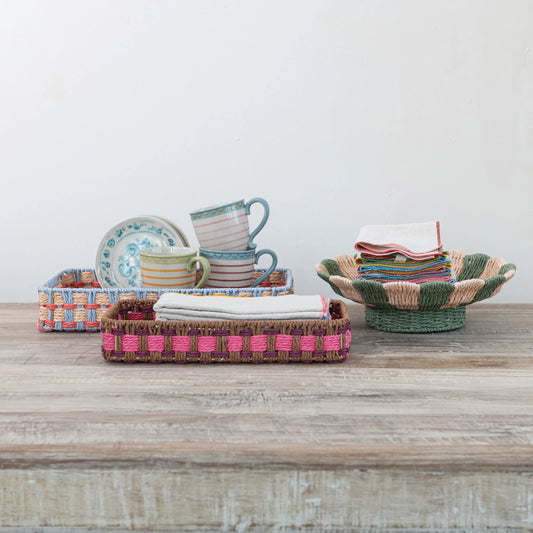 Woven Paper Rope Scalloped Footed Bowl