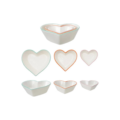 Colored Edge Heart Shaped Bowl Set